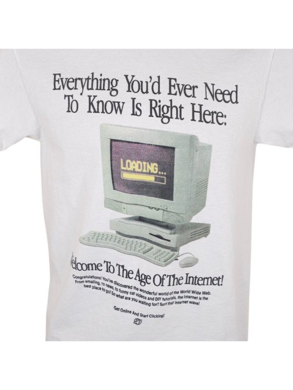Age Of The Internet T Shirt Mens Size Small White Retro Vintage PC Tech
